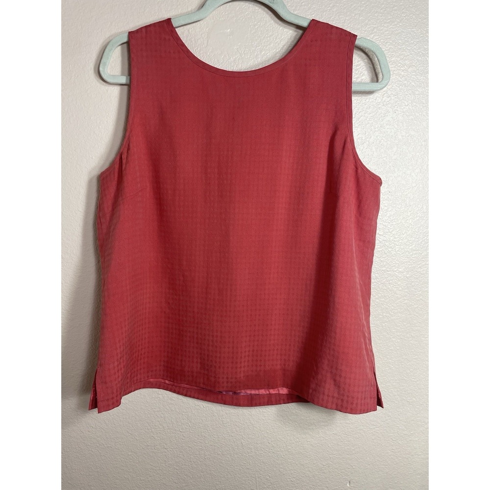 Tommy Bahama Silk Sleeveless Top Coral Salmon Textured Blouse Size L